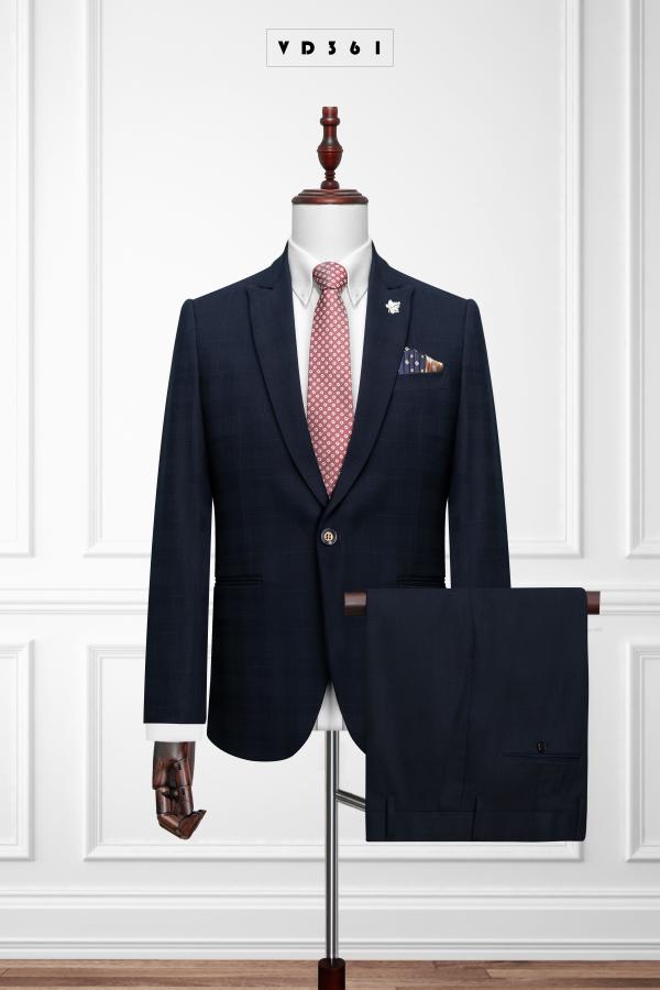 361 Bộ Vest xanh caro đen 1 nút #0